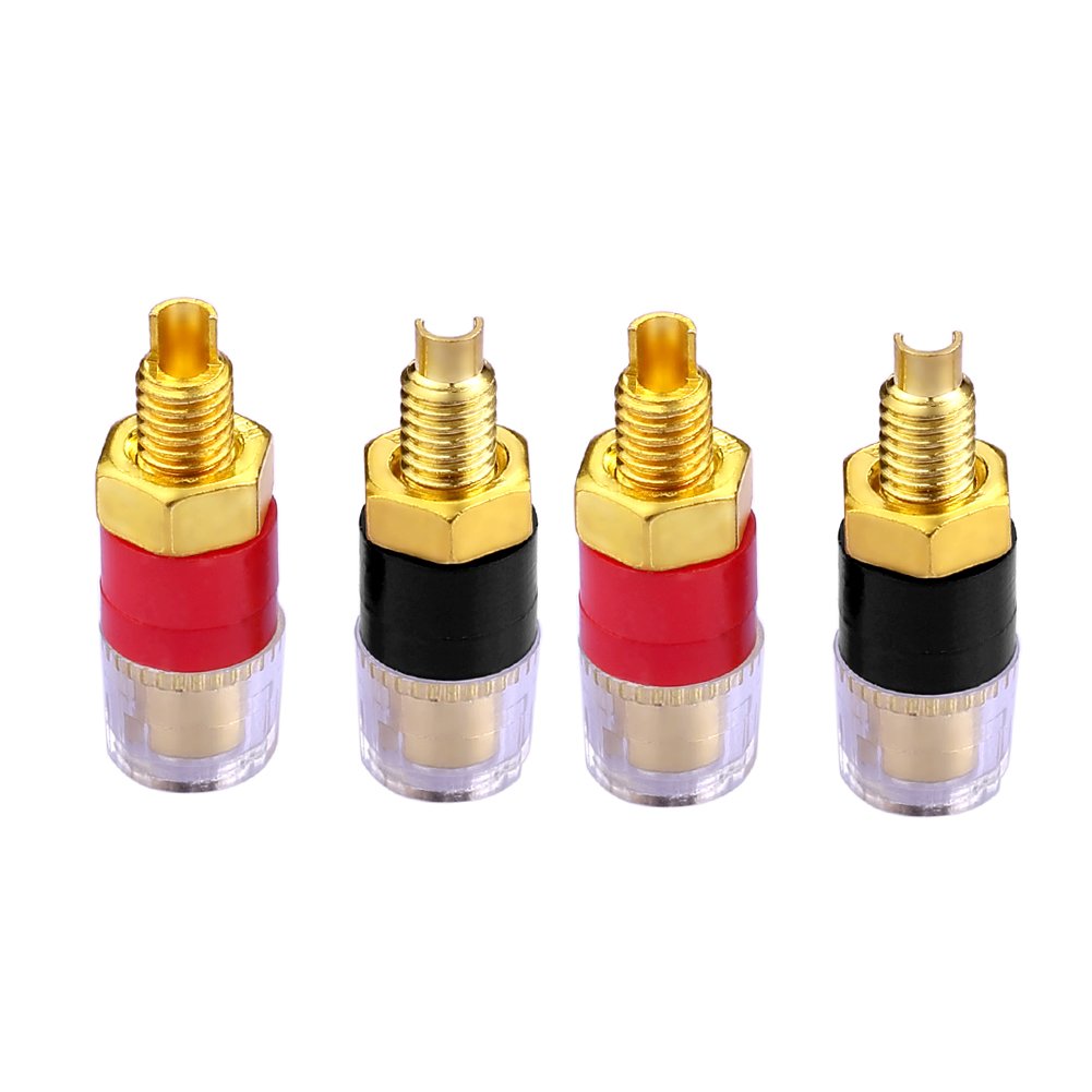バナナプラグ 対応 スピーカーターミナル バインディング ポスト 端子 直径11mm 赤 黒 4個セット:赤×2 黒×2 送料無料 ポイント消化