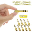 ステレオミニジャック 3.5mm → ヘッドフォン端子 (TRS) 6.3mm 変換プラグ 変換アダプタ 10本セット 送料無料 ポイント消化