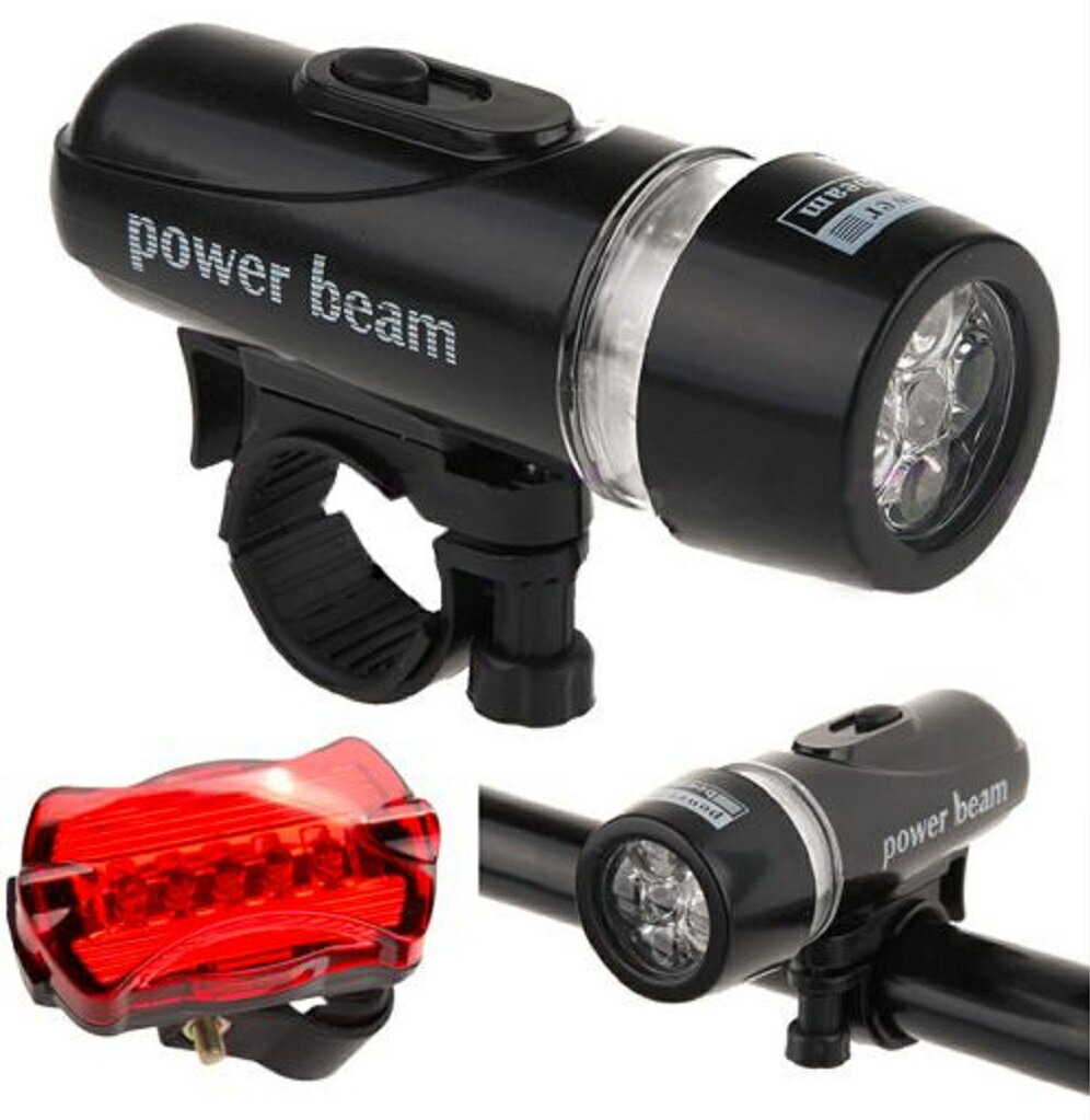 サイクルライト セット WJ-101 防水 LED 自転車 ヘッドライト + リアフラッシュライトA01655 ポイント消化