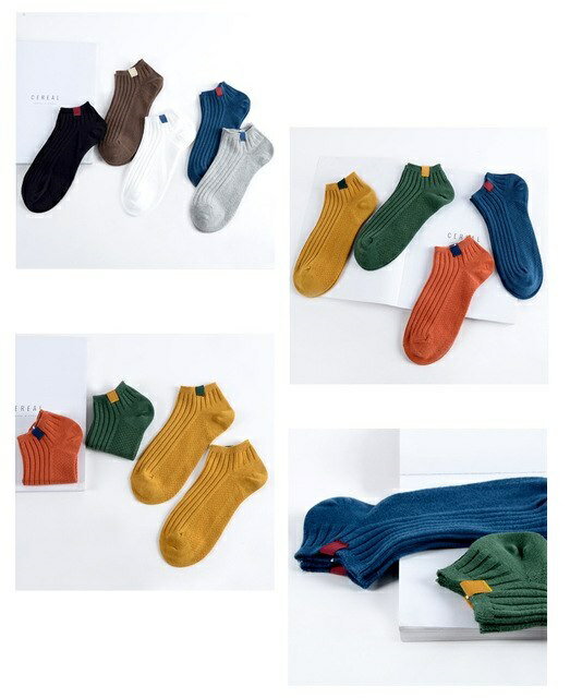 メンズ フットカバー カラーブロック ショートソックス スニーカーソックス 5足セット Jシリーズ ／ ダブルライン ショートソックス スニーカーソックス 5足セット Lシリーズ 送料無料 ポイント消化