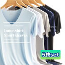 メンズ インナーシャツ Vネック 半袖 Tシャツ 5枚セット 肌着 速乾 通気 シームレス 送料無料 ポイント消化