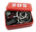 緊急 サバイバル 万能 ツール まとめて 6点セット 救急箱 道具 SOS 工具 ナイフ 笛 ホイッスル ファイヤースターターアウトドア ポイント消化