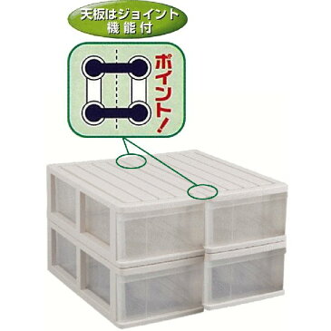 【送料無料】収納ボックス 収納ケース プラスチック 引き出し 透明 クリア 浅型 1段 4個組 幅39 奥行74 高さ24cm 押入れ収納 衣装ケース 完成品 おしゃれ ベージュ 【メーカー 自社製造 日本製】