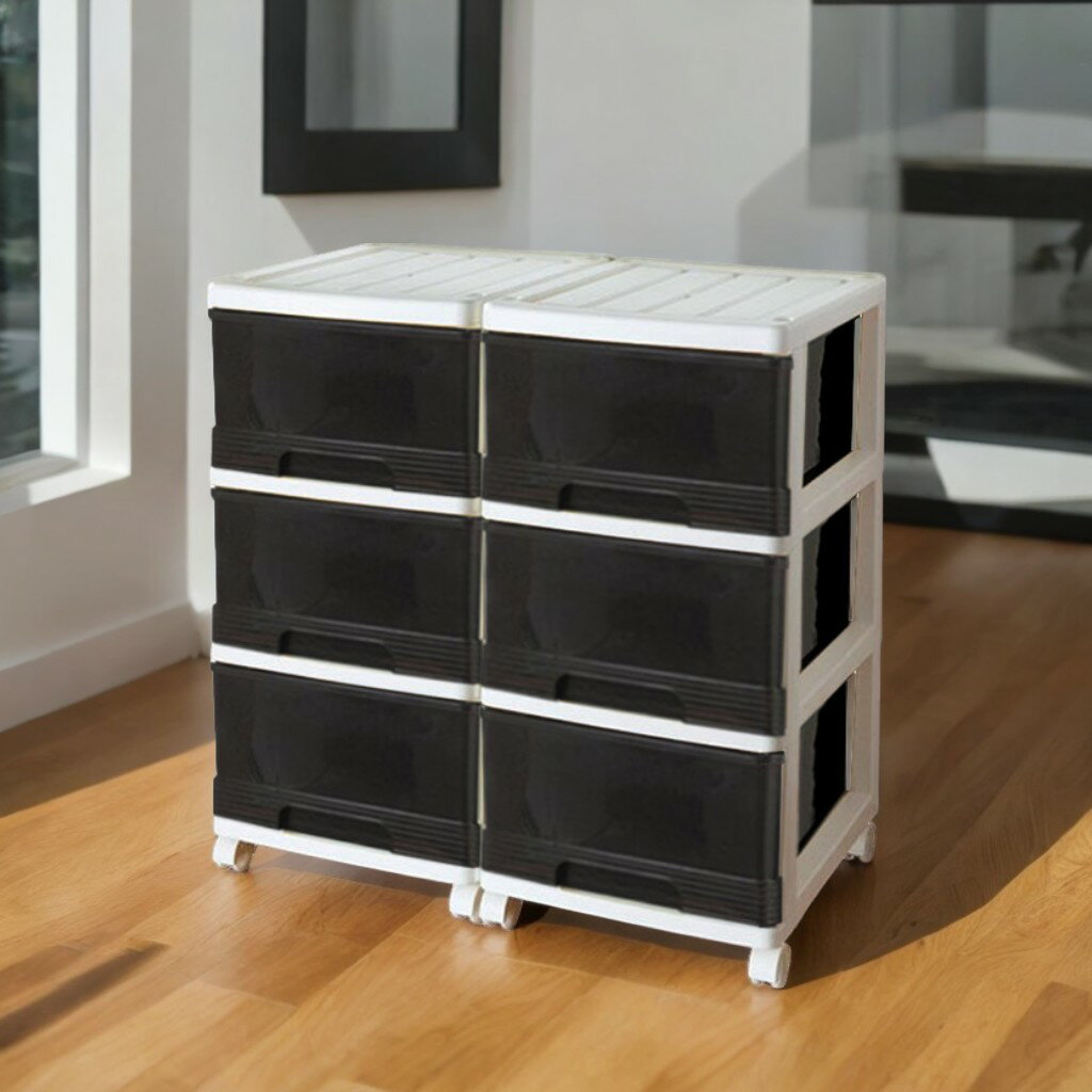 【最大1000円OFFクーポン! 7/26(土)01:59まで】衣装ケース 収納ケース 収納ボックス プラスチック 引き出し スリムチェスト 深型 3段 2個組 幅34.5cm 奥行41.5cm 高さ69.4cm おしゃれ 可愛い ホワイト/ブラック キャスター付き 日本製 全28色 【送料無料】