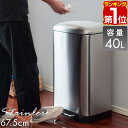 【楽天1位】ゴミ箱 40L ペダル ふた付き ペダル開閉式 縦型 ステンレス ゆっくり静かにフタが閉まる ゴミ袋が見えない 40リットル ダストボックス ペール 蓋つき ごみ箱 臭い漏れ防止 リビング キッチン おしゃれ 北欧 ペダル式 足踏み 1年保証 ★ 送料無料