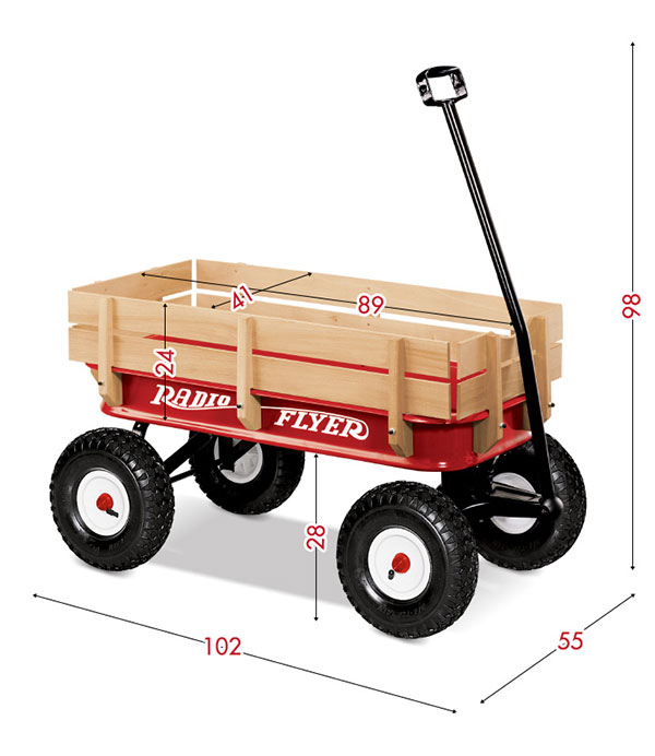 1年保証 Radio Flyer ラジオフライヤー スチール ＆ ウッド ATW 木枠付 ワゴン 32Z 2人乗り キャリーワゴン キャリーカート 台車 折りたたみ 乗用玩具 レジャー ピクニック 室内 外 外遊び おもちゃ 収納 おもちゃ箱 乗り物 子供 ★[送料無料]