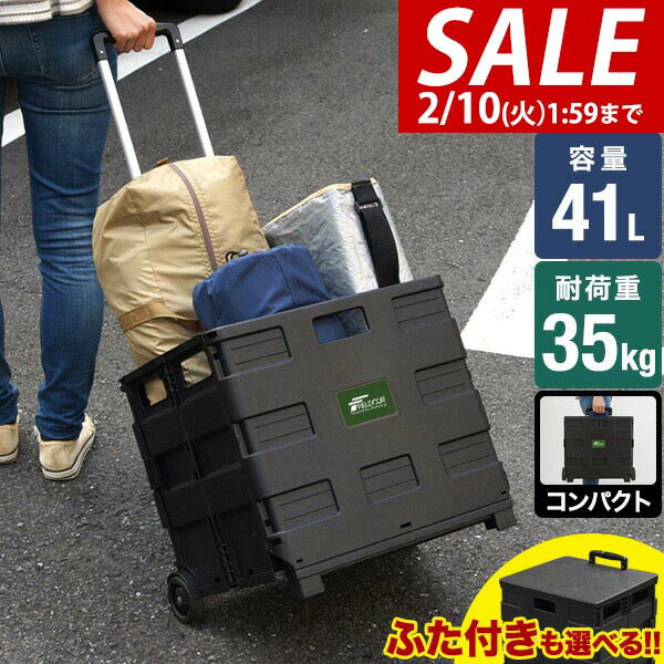 【2,970円→SALE2,750円〜2/10(火)01:59まで】【楽天1位】折りたたみキャリーカート ショッピングカート ふた キャリーカート コンテナ カート エコバッグ キャリー 台車 アウトドア レジャー スポーツ 運動会 耐荷重35kg キャスター付き ★[送料無料]