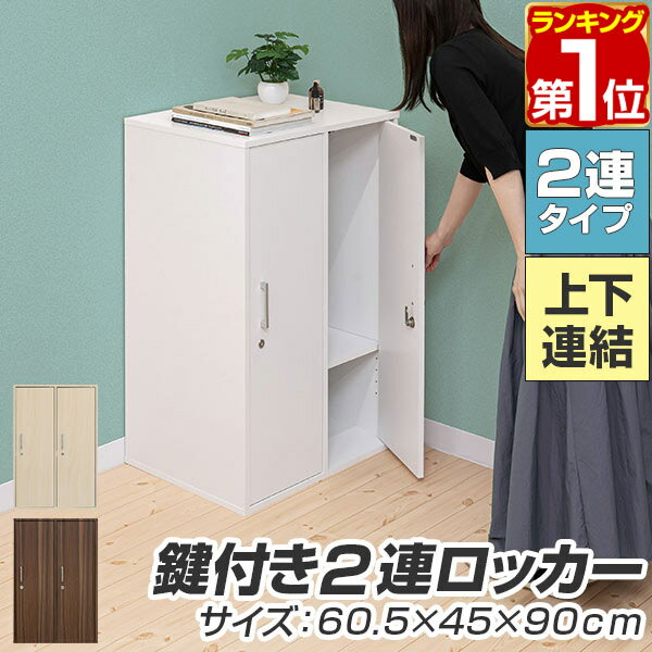 【6,930円→SALE6,490円〜4/10(金)01:59まで】【楽天1位】ロッカー 2人用 鍵付き キャビネット 収納棚 横2列1段 幅60.5×高さ90cm 奥行45cm 貴重品 収納ボックス キャビネット ワードローブ クローゼット 扉付き カラーBOX オフィス 店舗 ★[送料無料]