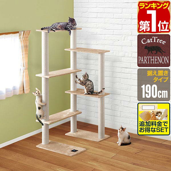 【10,010円→SALE9,460円〜6/11(木)01:59まで】【楽天1位】キャットツリー 据え置き 高さ 190cm 幅 94cm 猫タワー 爪とぎ シニア 運動不足 猫ちゃん PARTHENON190 組み立て 設置 簡単 部屋 ハウス付き スクラッチ 多頭 猫 ねこ ペット ペ ★[送料無料]