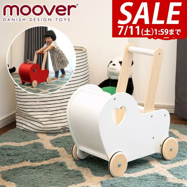 【楽天1位】Moover ムーバー ドールズプラム 乳母車 手押し車 人形用 ベビーカー 木製 歩行練習 赤ちゃん 2歳 3歳 4歳 男の子 女の子 子供 幼児 ベビー おもちゃ カート 工具不要 おしゃれ インテリア 正規品 1年保証 ★[送料無料]