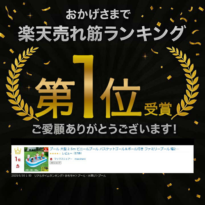 【楽天1位】プール 大型 2.5m ビニールプール バスケットゴール＆ボール付き ファミリープール 幅253cm×奥行168cm 高さ102cm ベランダ 除菌剤 電動ポンプ 空気入れ 水あそび キッズプール 家庭用プール 子供用 バスケットボールプール 1年保証 ★[送料無料] - Image 3