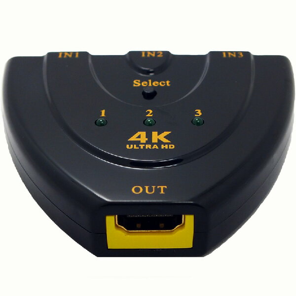 HDMI切替器 3ポート 3入力1出力 4k HDMIセレクター PS4対応 自動切り替えなし 電源不要 4K2K対応 HDMI分配器 4Kx2K 3D HDMI切替分配器 変換アダプタ HDCP対応 高画質出力 1080p USB給電ケーブル付 AVセレクター フルハイビジョン 送料無料