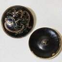 23mm フラワー 花 ピクチャー ガラスボタン ソーイング ヴィンテージ アンティーク 【中古】