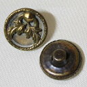 14mm フラワー 花 ピクチャー メタルボタン ソーイング ヴィンテージ アンティーク 【中古】