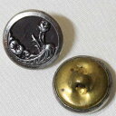 15mm フラワー 花 ピクチャー メタルボタン ソーイング ヴィンテージ アンティーク 【中古】