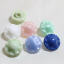 13mm フリル ドーム チェコのヴィンテージ ガラス ボタン ブルー ブラック ピンク ブラウン 色々 【中古】