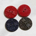 18mm 小花 と リボン 2穴 フラワー チェコのヴィンテージ ガラス ボタン 紺色 茶色 赤 【中古】
