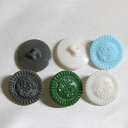 18mm 小花 フラワー チェコのヴィンテージ ガラス ボタン 白 緑 水色 灰色 【中古】