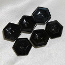 5個セット 16mm 六角形 6角 ヘキサゴン 黒 チェコのヴィンテージ ガラス ボタン ブラック 【中古】