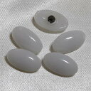 11 x 19 mm 白 乳白色 ホワイト 楕円 チェコのヴィンテージ ガラス ボタン 【中古】