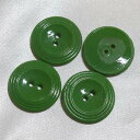 4個セット 22mm グリーン 緑 チェコのヴィンテージ ガラス ボタン 【中古】