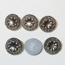 18mm フラワー アンティークシルバー 花 チェコのヴィンテージ ガラス ボタン 【中古】