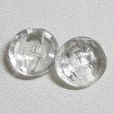 13.5mm 丸 キラキラと美しい チェコ ガラス ボタン クリアー 2個セット ソーイング アイテム プレゼント ヴィンテージ 【中古】