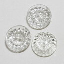 22mm キラキラと美しい チェコ ガラス ボタン クリアー 3個セット ソーイング アイテム プレゼント ヴィンテージ 【中古】