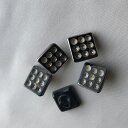 5個セット 13mm 四角 黒 銀 チェコのヴィンテージ ガラス ボタン 【中古】