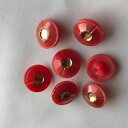 14mm ゴールド レッド チェコのヴィンテージ ガラス ボタン ドール ベビー 小さなボタン 【中古】