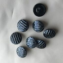 18mm 黒 フラワー チェコのヴィンテージ ガラス ボタン 【中古】