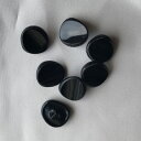 6個セット 楕円 17x19mm 黒 チェコのヴィンテージ ガラス ボタン 【中古】