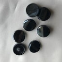 6個セット 18mm 黒 チェコのヴィンテージ ガラス ボタン 【中古】