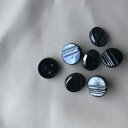 6個セット 14mm 黒 チェコのヴィンテージ ガラス ボタン 【中古】
