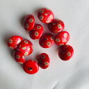 12mm 小花 ミディ 赤 レッド チェコのヴィンテージ ガラス ボタン ドール ベビー 小さなボタン 【中古】