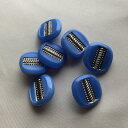 18mm ブルー 青 チェコのヴィンテージ ガラス ボタン 【中古】