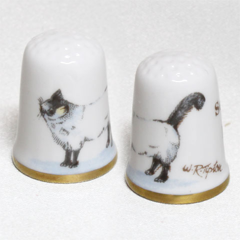 猫 シール ポイント バーマン Seal Point Birman ケイバーズウォール Caverswall W.R.Tipton画 ねこ　キャット ネコ 指貫き シンブル ソーイング コレクション アイテム プレゼント ヴィンテージ 【中古】