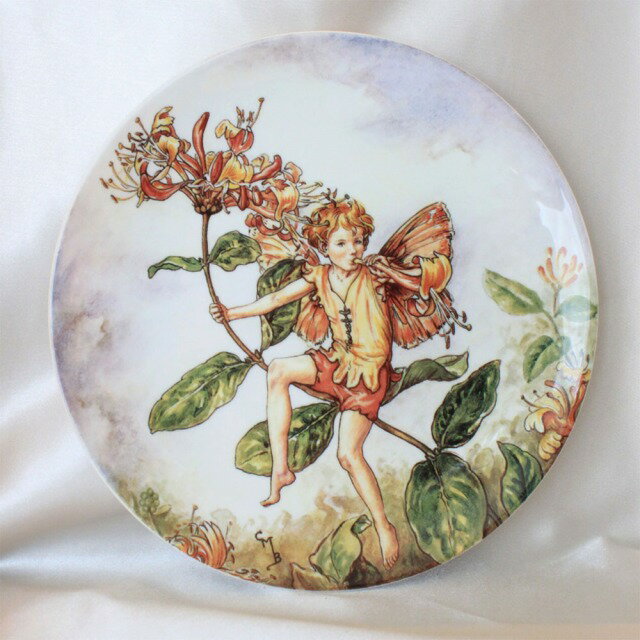 1996年 Wedgwood ハニーサックル フェアリー Honeysuckle Fairy スイカズラ 花の妖精が可愛らしいフラワー フェアリー 絵皿 シシリー メアリー バーカー イギリス ウォールプレート ウェッジウ…