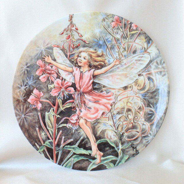 1996年 Wedgwood ローズベイ ウィローハーブ フェアリー rosebay willowherb Fairy ヤナギラン 花の妖精が可愛らしいフラワー フェアリー 絵皿 シシリー メアリー バーカー イギリス ウォール…