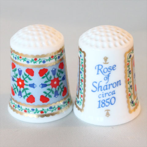 1850年 ローズ オブ シャロン Rose of Sharon アメリカン ヘアルーム キルト American Heirloom Quilt アンティーク フランクリン ポーセリン ミント シンブル 指貫き ソーイング キルト パッチワーク コレクション ヴィンテージ 【中古】