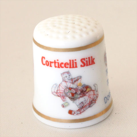 猫と糸巻 コルティチェッリ シルク corticelli silk ネコのいる広告 アドバタイジング キャット ADVERTISING CAT フランクリン ミント Franklin Mint シンブル 指貫き ソーイング プレゼント ヴィンテージ 【中古】