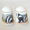 1981年 WWF 動物の赤ちゃん アナグマ 野生動物保護 フランクリン ポーセリン ミント シンブル 指貫き ソーイング キルト パッチワーク コレクション ...