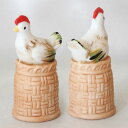 籠の上のニワトリ 鶏 フィギュアの乗った モデルトップ シンブル 指貫 エネスコ ENESCO 【中古】