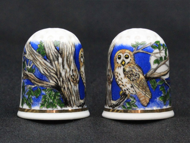 TCC ワイズ アウル The Wise Owl 月夜 森の賢者 頭の良いフクロウ ワイサイド ポタリー Wyeside Pottery 1997年 シンブル 指貫き ソーイング キルト パッチワーク コレクション アイテム プレゼント ヴィンテージ 【中古】02P23Sep15 P16Sep15