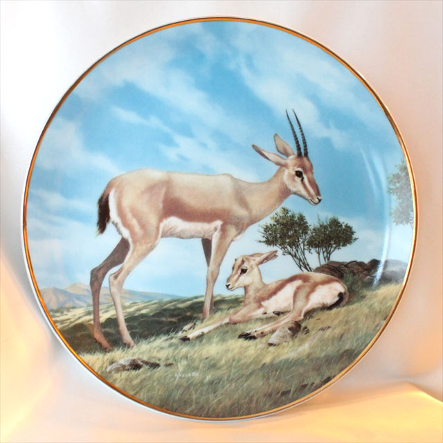 Rakuten - 1990年　ガゼル Horned Gazelle 絶滅危惧種 限定発行 ウィル ネルソン画 W.I.George　コレクターズ 絵皿 ウォール プレート 飾り皿 プレゼント ギフト 【中古】 【送料無料】
