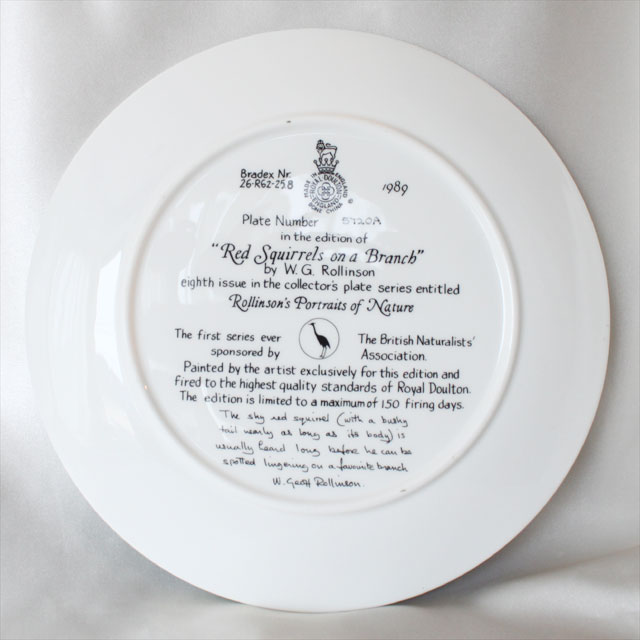 アカリス 栗鼠 のブランチ 絵皿 ロイヤル ドルトン RoyalDoulton 1989年 ネイチャー ポートレイト 第8集 1988年 赤リス りす 栗鼠 プレゼント ヴィンテージ プレート 【中古】【送料無料】 02P23Sep15 P16Sep15 [2]