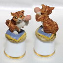 つめに毛糸が! トラネコ 可愛らしい猫のフィギュアの乗った モデルトップ シンブル 指貫き サザーランド Sutherland キャット ソーイング キルト パ...