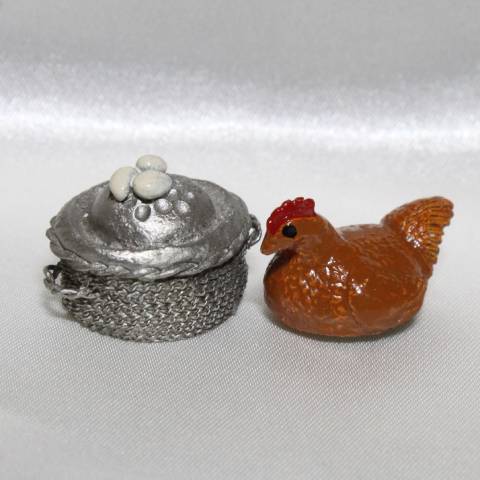 TCC 卵をあたためるニワトリ ピューター PEWTER イギリス シンブル 指貫き ソーイ...