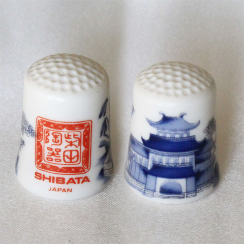 シバタ 柴田 Shibata Porcelain 青い寺院 Hallmark of WGPH 世界の名窯 ホールマーク　ファクトリーマーク TCC シンブル コレクターズ クラブ 指ぬき The Hallmarked Thimbles of the World