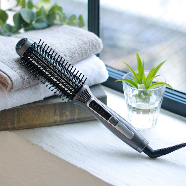 【おまけ付】クレイツイオンブラシアイロンエアリッチSHBminus;R02Gクレイツエアリッチブラシ型アイロンヘアアイロンブラシアイロングレー海外兼用5段階温度調節ブラシ型のアイロン時短ふんわりスタイル